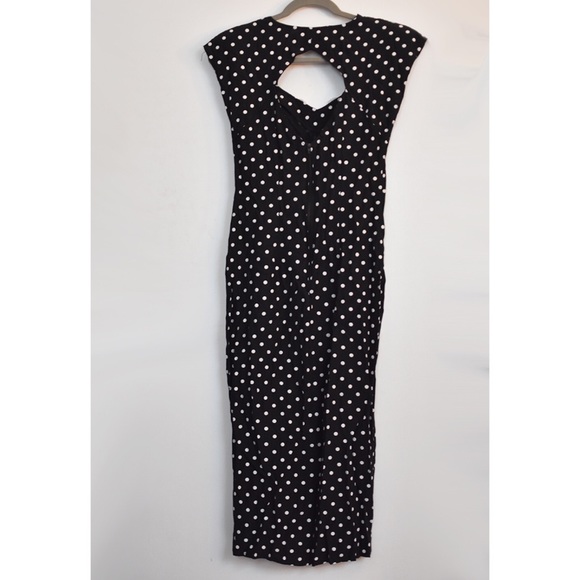 Vintage Polka Dot Dress w Slit and Open Back - Picture 3 of 5